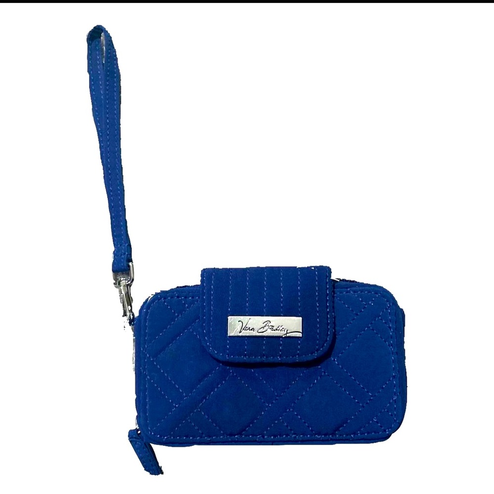 Vera Bradley‎ Canterberry Cobalt Blue microfiber wristlet wallet- EUC